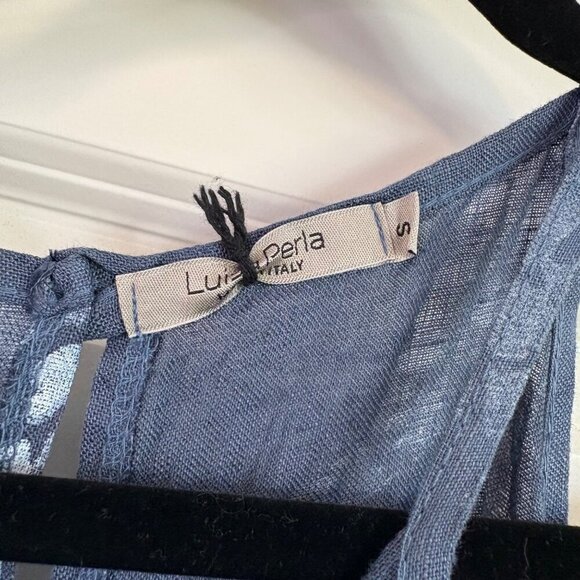 Anthropologie | Luisa Perla 100% Linen Midi Length High Neckline Dress Size S - Picture 9 of 14